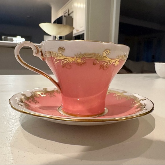 AYNSLEY Authentic Bone Vintage Tea Cup and Saucer Set Antique Pink Gold & White - Picture 3 of 10